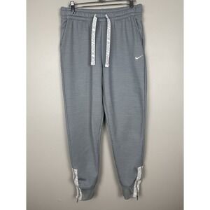 Nike Therma Taping Logo Grey Sweatpants Joggers Zip Ankle Dri-Fit Lounge Wear Sm